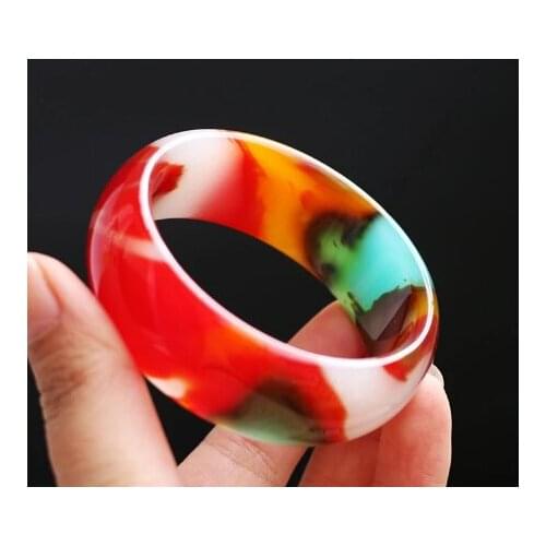 Natural colorful jade bangle hand-carved floating flower jade bracelets women bangle jade jewelry jadeite jade bangles