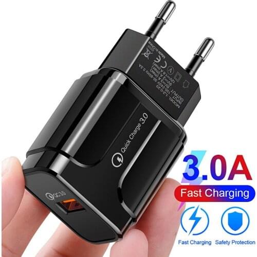 Fast Travel Charger Mobile Phone Quick Charge Qc 3.0 18w Fast Charging Eu Us Plug Adapter Wall Usb Chargers For Iphone Samsung