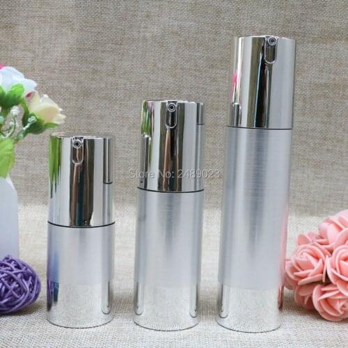 Makeup Tools Silver Wire-drawing Refillable Bottles 30ml 50ml Lotion Cosmetic Container Empty Shampoo Airless Bottle 10pcs/lot