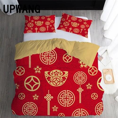 UPWANG 3D Bedding Set Chinese Style Printed Duvet/Quilt Cover Set Bedcloth with Pillowcase Bed Set Home Textiles