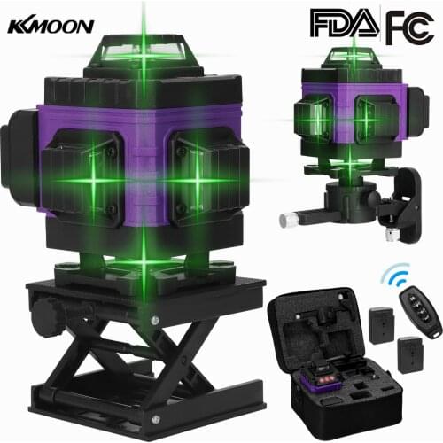 KKMOON 12/16 Lines 3/4D Laser Level Level 3° Self-Leveling Horizontal And Vertical Cross Super Powerful Green Laser Level