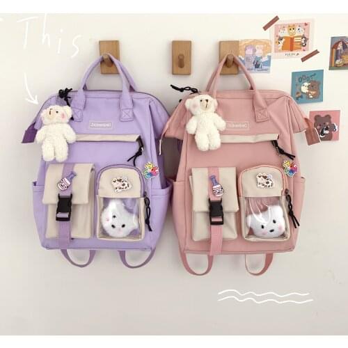 Cute Fashion Ladies Girls Backpack Large Capacity Korean Style Large Capacity Lovely School Bag Students Wild Daypack