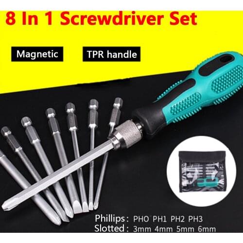 LUXIANZI 8 In 1 Precision Screwdriver Set Magnetic Precision Screwdriver Repair Tool Kit Slotted Phillips Screw Driver