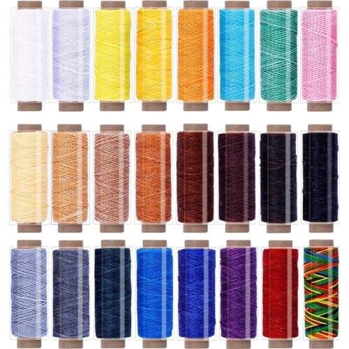 KAOBUY 24PCS 150D Leather Waxed Thread Cord For DIY Handicraft Tool Hand Stitching Thread For Leather Craft DIY, Bookbinding