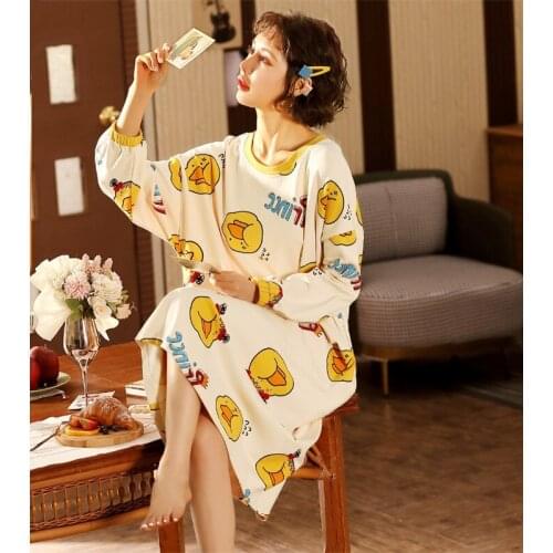 2021Spring and Autumn New Womens Nightdress Long Sleeve Sweet Home Service Sexy Nightwear Sleep Tops Sleepwear Women Night Gown