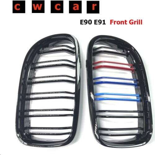 A Pair 3 Color Gloss Black Car Front Grille For BMW E90 E91 LCI 3-Series Sedan/Wagon 09-11 Racing Grills