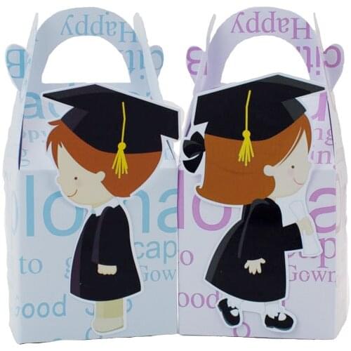 Girls Boys Graduation Theme Favor Box Candy Box Gift Box Cupcake Box Students Party Decoration Event Party Container Supplies