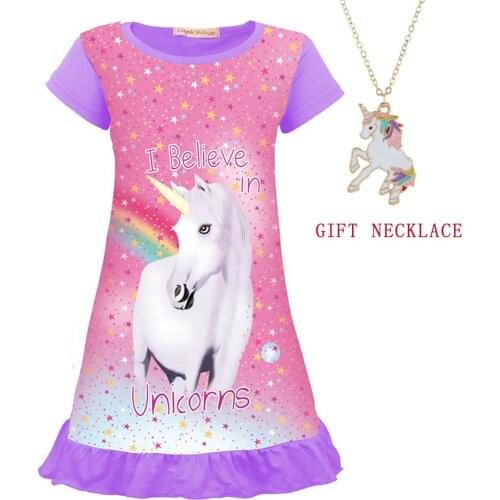 Gift necklace Kids Dresses Girls Dress popular Clothing Children Princess Party Dress Unicorn Clothes christmas for girl