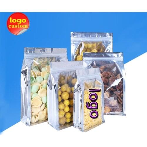 Translucent Ziplock Zipper Mylar Foil Bag Standing Large Eight Side Sealing Packing for Nut Candy Snack Rice Dog Cat Food Grains