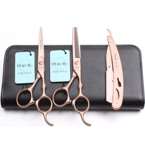 3Pcs/Set A9030 5.5'' Professional Hairdressing Human Hair Scissors Japan Steel 440C Razor + Cutting Shears + Thinning Scissors