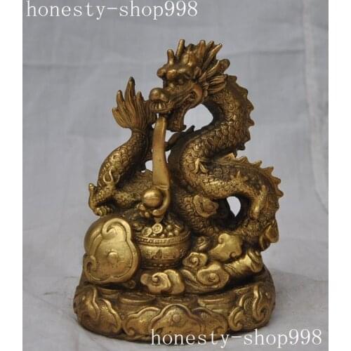 Christmas China fengshui brass wealth treasure bowl Ruyi zodiac dragon beast lucky statue Halloween