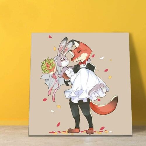 DIY digital paint by numbers Zootopia Zootropolis Nick Wilde Judy Hopps American Style cartoon poster pictures gift for kids