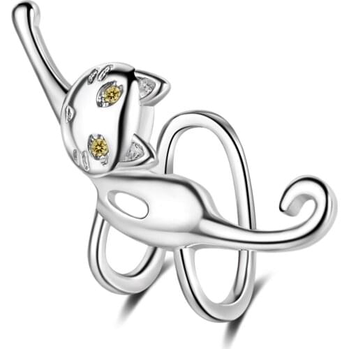 1 PC 925 Sterling Silver Fox Ear Clips Earrings No Piercing Fake Cartilage Animal Earrings Minimalist Gift