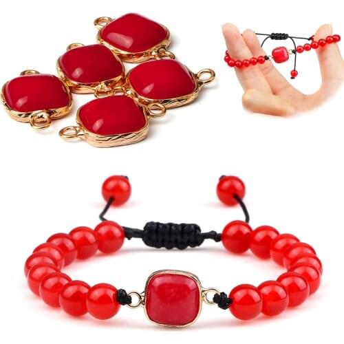 Charm Red Chalcedony Penadnt High Quality Rectangle Aolly Pendants Wholesale DIY Accessories for Bracelet Necklace Making Part