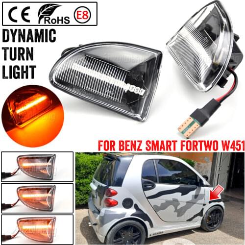 For Mercedes Benz Smart Fortwo W451 Coupe Cabrio LED Dynamic Blinker Side Marker Turn Signal Light Repeater Indicator 2007-2014
