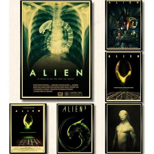WTQ Canvas Painting Science Fiction Movies Alien Poster Retro Poster Wall Decor Wall Art Picture Room Decor Home Decor