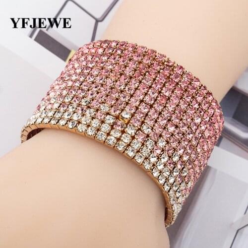 YFJEWE Big Bracelets for Women Party Accessories Gift New Fashion Rhinestone Elasticity Bracelets & Bangles pulseras mujer B162