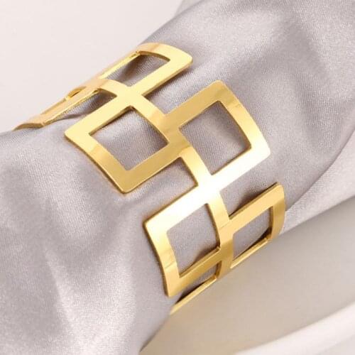 6pcs Back Pattern Wedding Napkin Rings Table Decoration Hollow Out Family Gatherings Everyday Use Napkin Buckle Holder Dropship