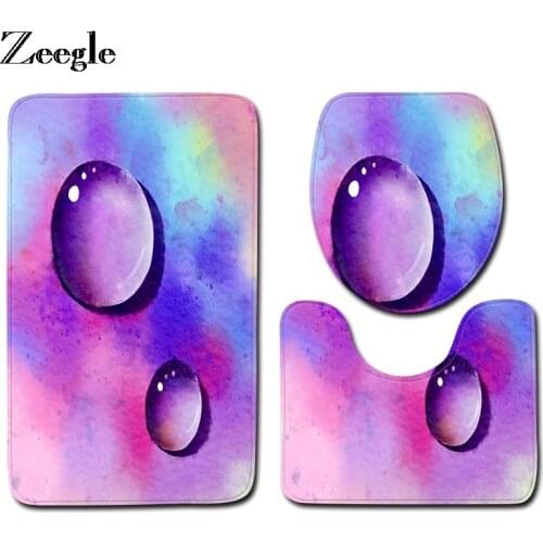 Zeegle Creative Bathroom Floor Mat Non-Slip Toilet Rug Lid Toilet Cover Bath Mat Outdoor Shower Room Rugs Bathroom Carpet