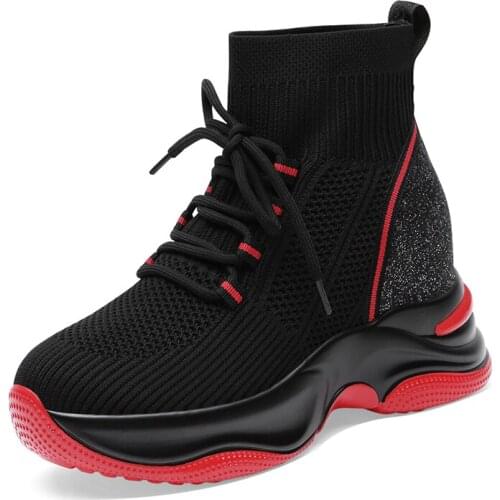 Round Toe Platform High-Top Shoes Inner Height Increase Color Matching WomenS Shoes Water Platform WomenS Shoes