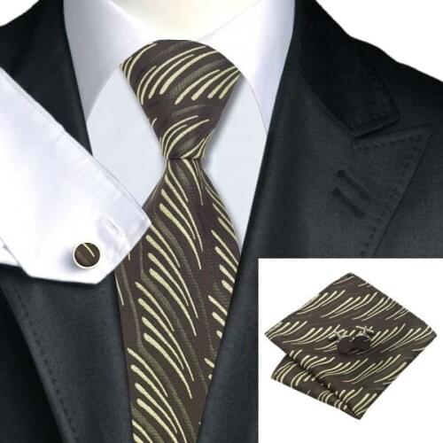LS-971 Brand Classic Men`s Tie Novelty 100% Silk Gravata Neckwear Necktie Handkerchief Cufflinks Set For Business Wedding Party