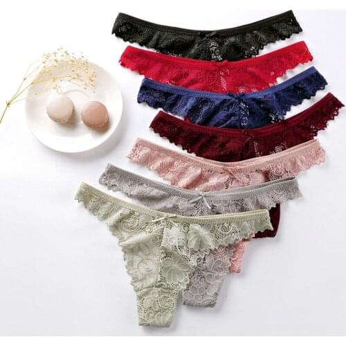 Women Sexy Lace Thong Cotton Mesh Transparent Lingerie Elastic Waist Breathable G-String Briefs Woman Cotton Crotch M-XL Panties