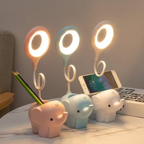 1PC Creative Elephant LED Adjustable Touch Desk Lamp Three Gear Dimming Multifunctional Learning Table Lamp Childrens Gift