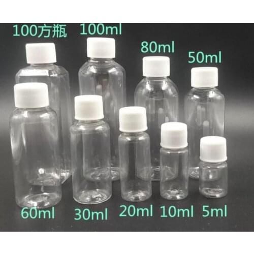 10PCS 5/10/20/30/50/80ml Clear Cream Lotion Cosmetic Container Travel Kit Empty Small Plastic Bottle with White Cap Plastic Jars