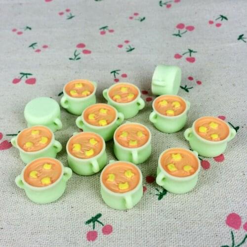 10 Pieces Artificial Miniature Pot Fake Kawaii Resin Cabochon DIY Craft Embellishment Decoration For Play Doll House :18*24mm