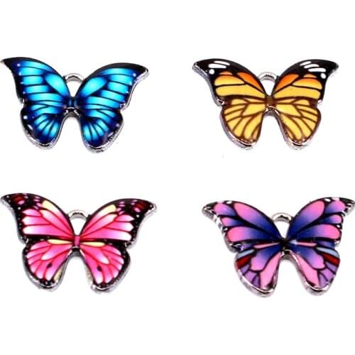10pcs/bag)4 Colors Available Enamel Butterfly Charms 22mm X 15mm for DIY Bracelet Necklace Earrings Jewelry Findings A150