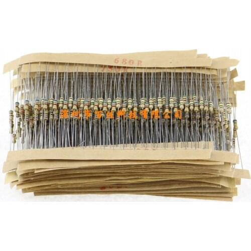 1000pcs 50 kinds specifications × 20Pcs 1/4W 2.2r ~ 2.2M Carbon Film Resistor Pack Resistor Kit