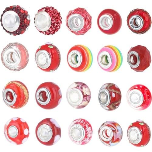 2Pcs/Lot 2021 New Red Crystal Glass Beads Charm Pendant Fit Original DIY Bracelets Necklace for Women Jewelry Accessories Gift