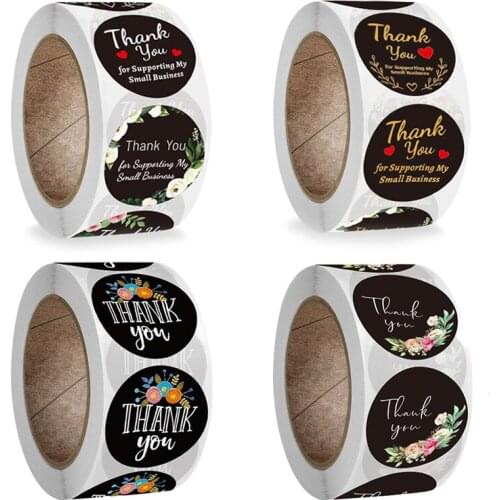 500Pcs 25mm Black Thank You Label Stickers Handmade Circle Sticker 1inch Gift Seal Label Stationery for you Cake Baking Sticker
