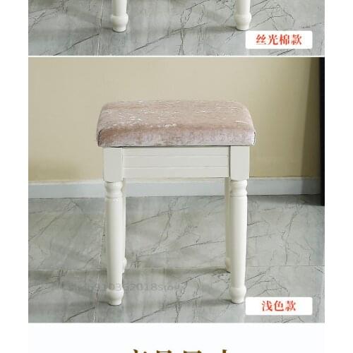 American Dressing Stool Solid Wood Stool Makeup Stool Bedroom White Shoe Changing Stool Household Door Full Solid Wood Bench Din