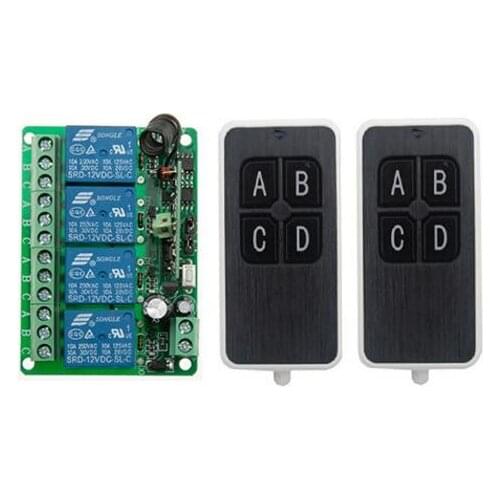 New DC12V 4CH RF Wireless Remote Control System teleswitch 2 transmitter and 1 receiver universal gate remote control