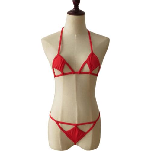 Bikini 2019 Sexy Solid color diamond Sling Hollow Thong Japanese girl Beach spa swimwear women swimsuit biquini bikinis monokini