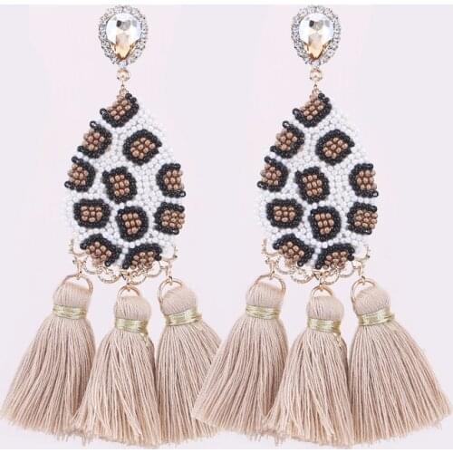Boho Beads Tassel Drop Earrings For Women Oorbellen Vintage Wedding Trendy Fringed Girls Party Gifts Statement Earrings Jewelry