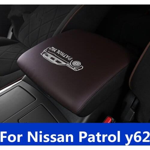 Central container armrest box PU Leather content box holder Central control refrigerator protective skin For Nissan Patrol y62