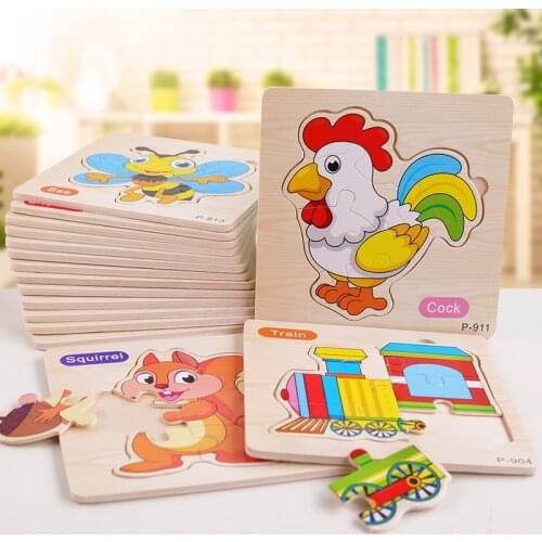 Wooden Puzzle 3D Puzzles Educational Toy Montessori Cartoon Anime Puzzle Toys for Children Kids Gifts Animal Puzzle toy