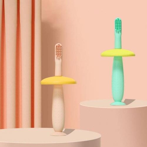 BOOKY Creative Kids Toothbrush Suction Cup Bottom Silicone Baby Manual Training Toothbrush Toddler Oral Cleaning Appliances