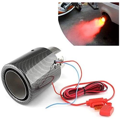 Doiplent Racing Red Flame Led Exhaust Muffler Tip Carbon Fiber Car Tail Pipe Light 2.5 Inch Inlet 4 Inch Outlet - Rolled Style