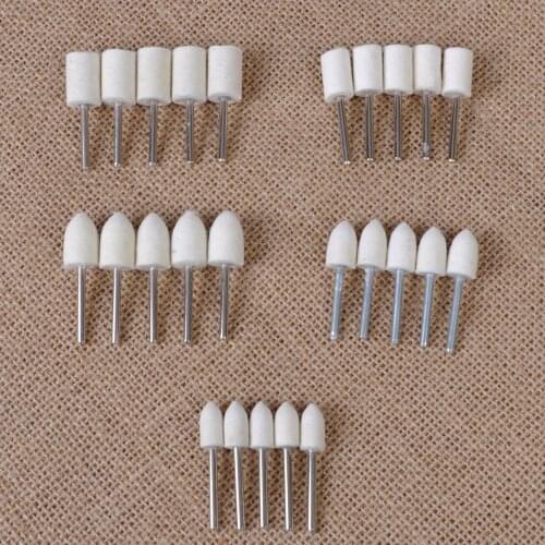 25pcs Felt Wool Polishing Burr Buffing Wheel for Rotary Tool 3mm Shank