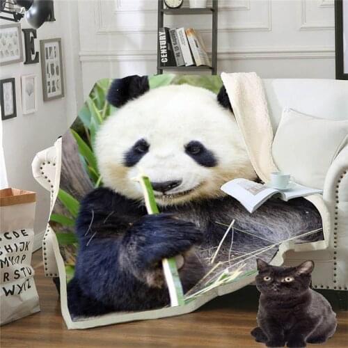 Cute Panda Sherpa Fleece Blanket and throws on the bed Plush Blanket for Kid Adult animal warmThin Quilt drop shop