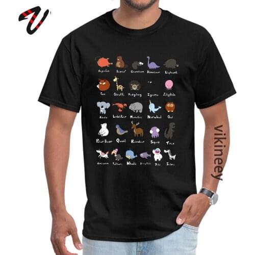 Latest The Animal Alphabet Pulp Fiction Short Grandpa T-Shirt Fall O Neck Pure Cotton T Shirt for Men T-shirts Leisure
