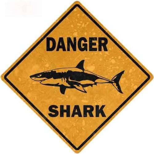 Personality Car Sticker Decal Car Bike Motorcycle Danger Sign Shark Area Surf Bumper Decor Cover Scratches Waterproof