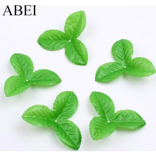 100pcs/lot Artificial Silk Green Leaf DIY Flower Accessories For Wedding Party Home Christmas Decoration Fake Leaves