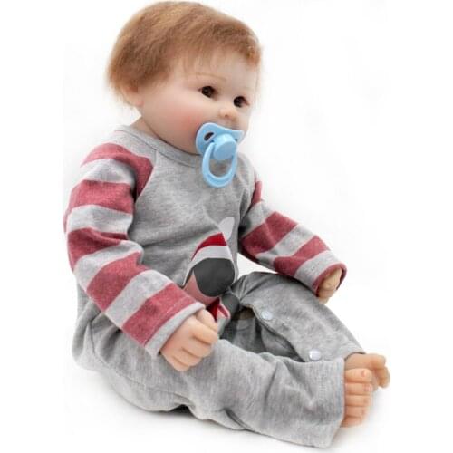 19Inch 48cm Reborn Doll Reality Touch Soft Silicone Body Brown Eyes Rebirth Baby Dolls Newborn Bebe Toy Childrens Gift Playmate