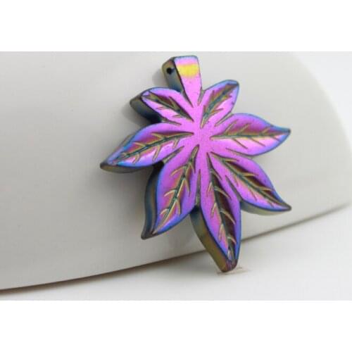 Hot sale fashion rainbow hematite maple leaf pendant diy accessories HP1088