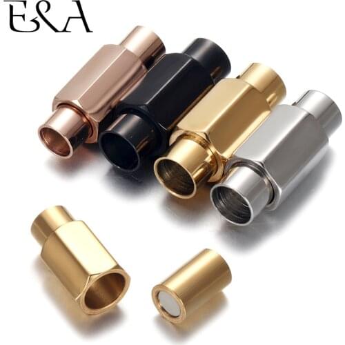 2pcs Stainless Steel Magnetic Clasp Hole Size 3-6mm Lace Buckle Leather Cord Clasps for Bracelet Jewelry Making Accessories