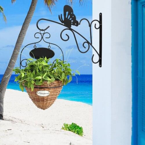 Flower Stand Wall-Mounted Butterfly Pattern Bracket Outdoor Hook Storage Rack for Plants Flowerpots
